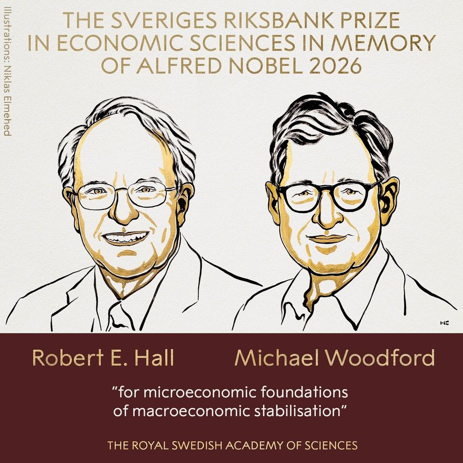 Le prix Nobel d'économie 2026 décerné aux Américains Robert Hall et Michael Woodford